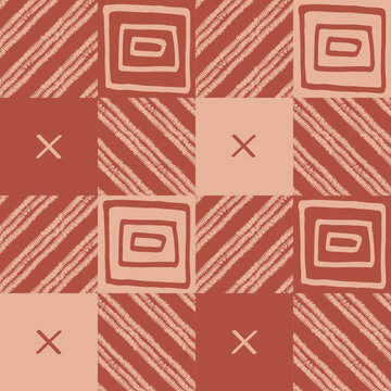 GEOMETRIC CRAFTED RETRO CHECKERED BOARD SYMBOL PRINT PATTERN VECTOR