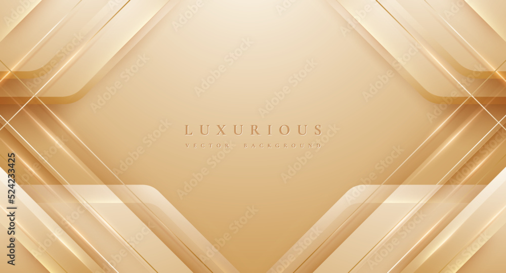 Poster elegant cream shade background with line golden elements. luxury background with 3d style.