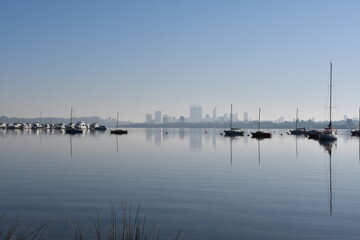 Fototapeta na wymiar View of Perth over Swan River from Applecross Western Australia