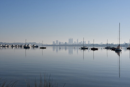View of Perth over Swan River from Applecross Western Australia