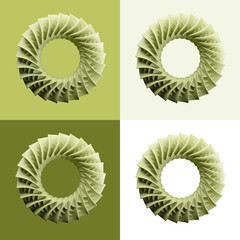 green and white spiral shaped