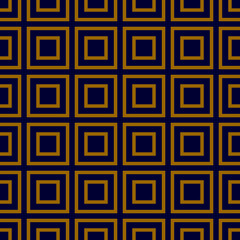 Abstract geometric seamless pattern. Repeating background. Geometric motif Fabric design Textile swatch. Dress man shirt fashion garment scarf wrap squares allover print. Gold and Blue Square. EPS 10