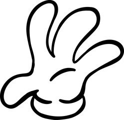 4 fingers hand doing high five gesture in goofy comic illustration style - obrazy, fototapety, plakaty