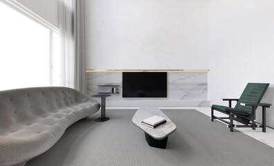 Luxury modern interior of living room.3D illustration