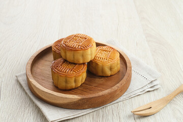 Moon Cake, traditional Chinese snack popular during the mid-autumn festival. 
