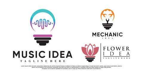 Set of idea logo design with creative modern Premium Vector