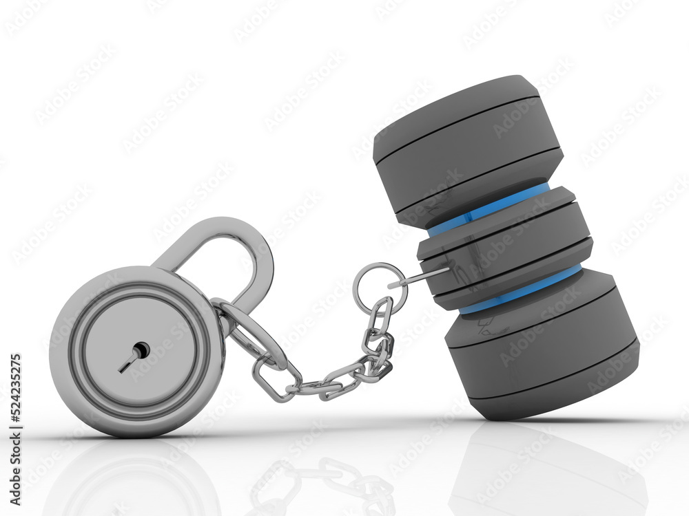 Poster 3d rendering database storage data base protected lock