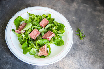 tongue salad pork green leaves petals mix cuisine fresh healthy meal food snack diet on the table copy space food background 
