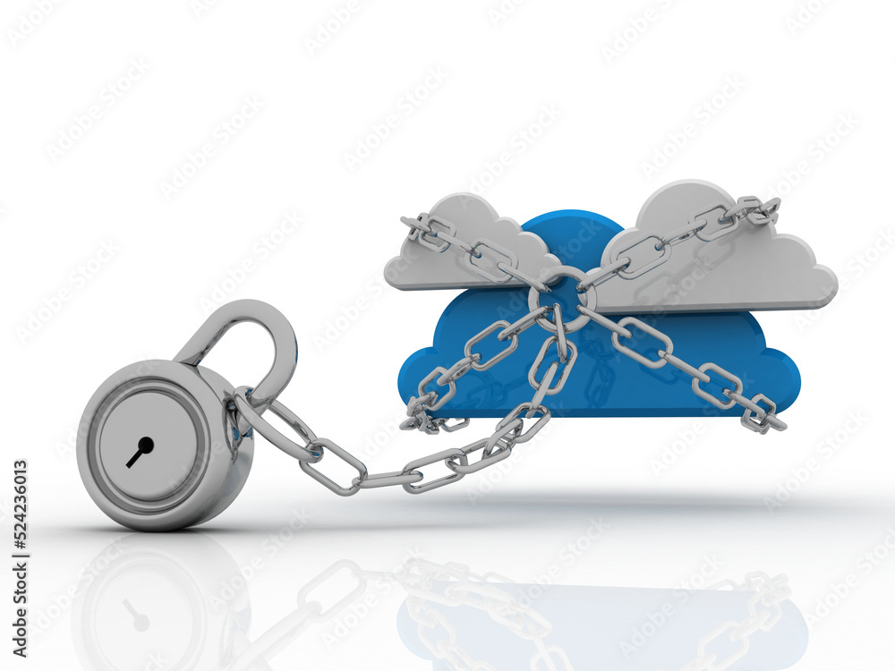 Poster 3d rendering cloud computing, security