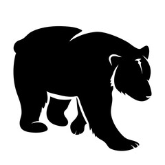 Vector bear silhouette. Bear vector icon. Grizzly black silhouette symbol. Wild animal sign.