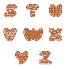 Gingerbread alphabet. Creative gingerbread typography design. Biscuit traditional decorative alphabet. Christmas Cookie font.