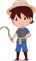 Cute cartoon farmer boy.