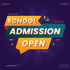 colorful school admission open banner vector for social media post template