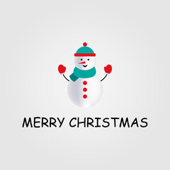 Fototapeta na wymiar Cute, funny Snowman feeling excited isolated on white background. vector cartoon illustration. merry christmas text