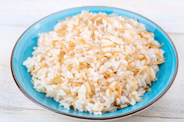 Traditional delicious Turkish food; Turkish style rice pilaf (Turkish name; Tel sehriyeli pirinc pilavi)