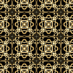 Seamless luxurious surface pattern in golden color. Use for fashion design, clothing, fabrics, home decoration, bedding, wallpapers, invitations, greeting cards and gift packages.