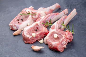Raw lamb chop, food concept photo