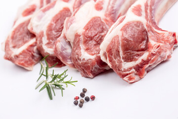 Raw lamb chop, food concept photo
