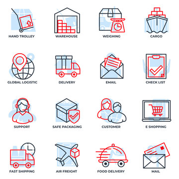 Set of Delivery shipping icon logo vector illustration. logistics pack symbol template for graphic and web design collection