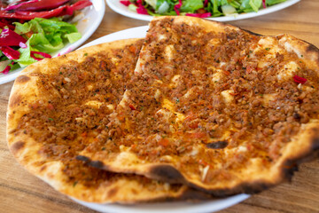 Turkish foods; Turkish pizza -Lahmacun