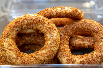 Turkish Bagel with sesame seeds. Turkish name; Kandil simidi