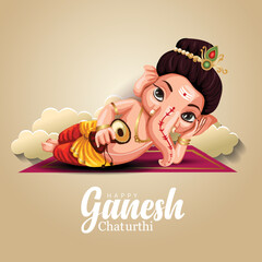 happy Ganesh Chaturthi greetings. vector illustration design. - obrazy, fototapety, plakaty