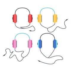 Headphone icon vector set. Audio stereo headphone icons. Grid symbol vector volume. Listen music accessories.