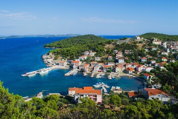 Beautiful landscape shot of island Vrgada port from a high point