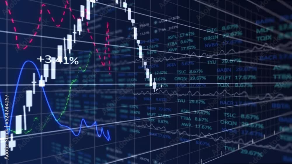 Aufkleber animation of data processing over blue background