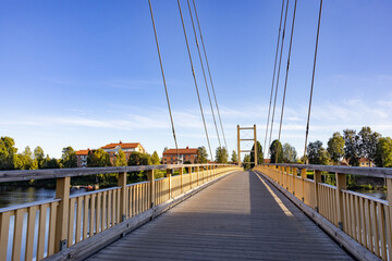 Wooden Bridge - Hiking along the Skellefteå river, Skellefteå, Västerbottens county,Sweden, Scandinavia, Europe