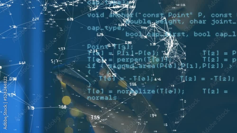 Aufkleber animation of data processing over biracial businessman using smartphone