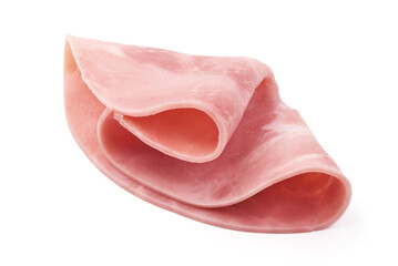 Ham slices, isolated on white background.
