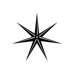 Fototapeta premium Star icon, vector shape. Abstract design spark sign. Black and white silhouette.