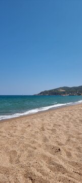 Pals Spain July 2022 lonely beach and the sea against blue sky