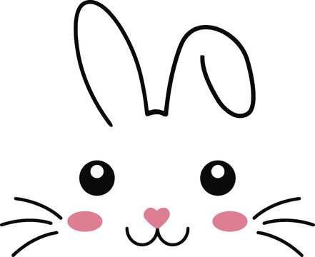 Easter Bunny Face with Heart