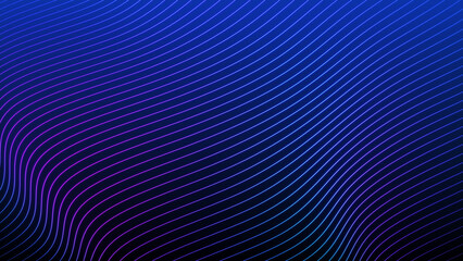 Abstract wavy background in bright neon blue and purple colors. 3d rendering.