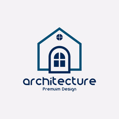 architect illustration, house, residential logo vector design