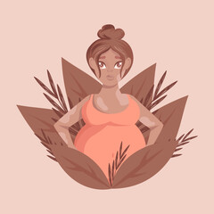 Illustration of a pregnant woman with vitiligo.