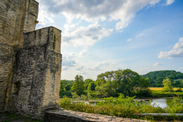 Hardenstein Castle in Witten. Castle ruins on the Ruhr in North Rhine-Westphalia.
