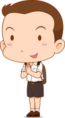 Cute cartoon of high school boy.