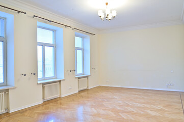 Light spacious empty room a house without furniture.