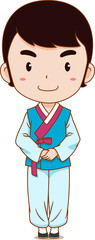 Cartoon Korean boy in traditional costume.