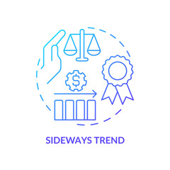 Sideways trend blue gradient concept icon. Static market value. Type of financial tendency abstract idea thin line illustration. Isolated outline drawing. Myriad Pro-Bold font used