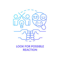 Look for possible reaction blue gradient concept icon. Customer behavior. Trend evaluation abstract idea thin line illustration. Isolated outline drawing. Myriad Pro-Bold font used