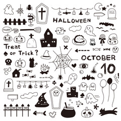 hand drawing Halloween decorations, line forms, graphics, Festival decorations for website or poster.