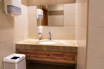 Interior of a modern public toilet sink in a luxury hotel