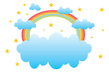 Rainbow with clouds. Concept of a colorful rainbow. Hand-drawn rainbow