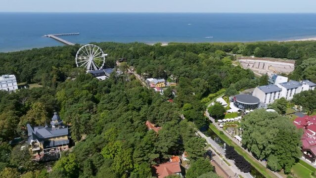 Aerial view of the Palanga resort town in Lithuania. Beautiful summer in Palanga.