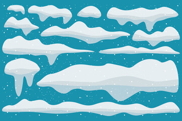 Snow caps. Winter season. Illustration of a snow caps in winter