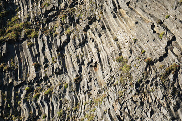 Basalt rocks at Reynisfjara Black Beach in Iceland - close-up